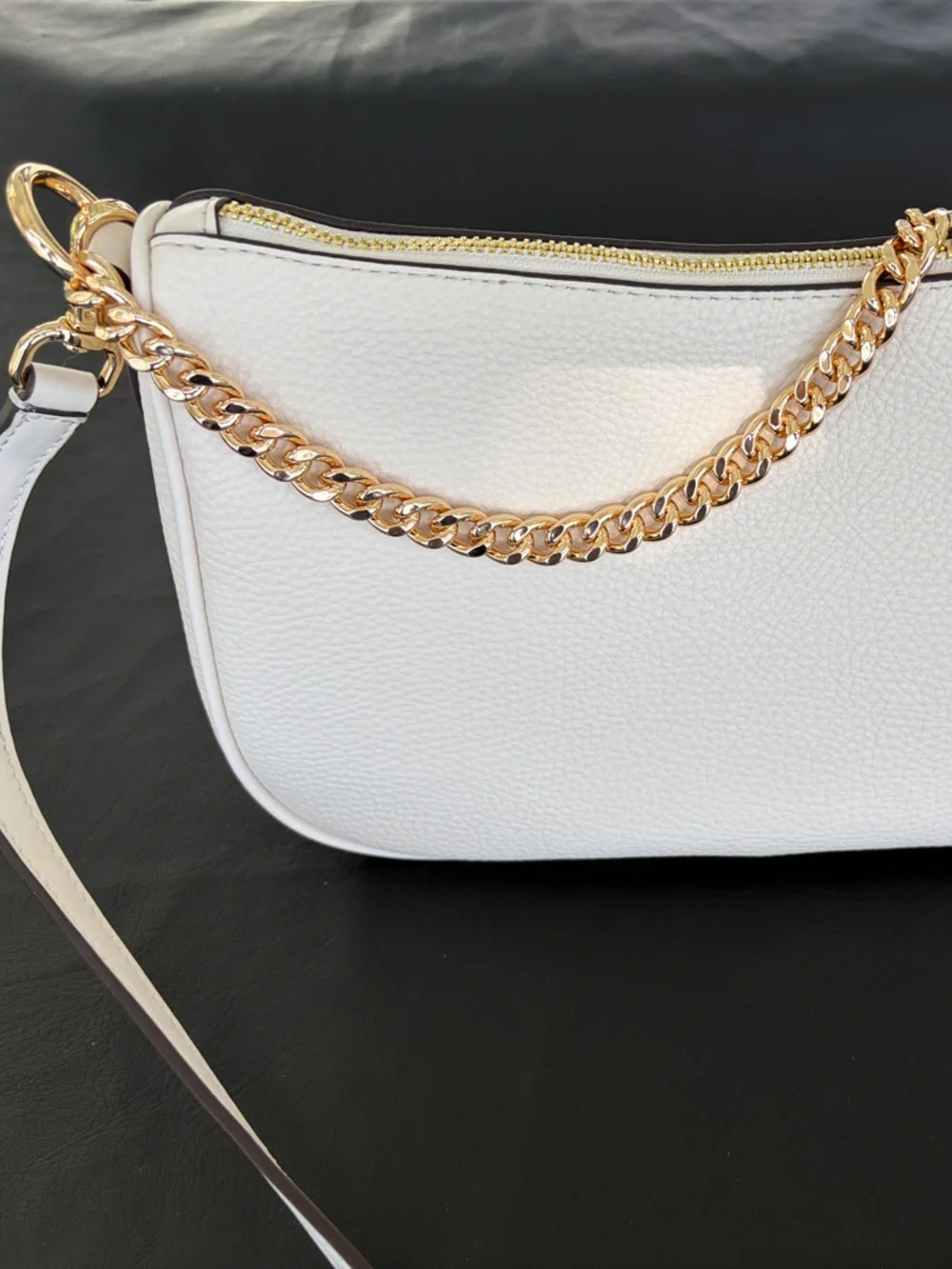 Michael Kors Beige Patchwork Las Vegas Crossbody with Gold Chain